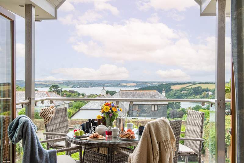 Enjoy fabulous views of the Carrick Roads from the balcony.