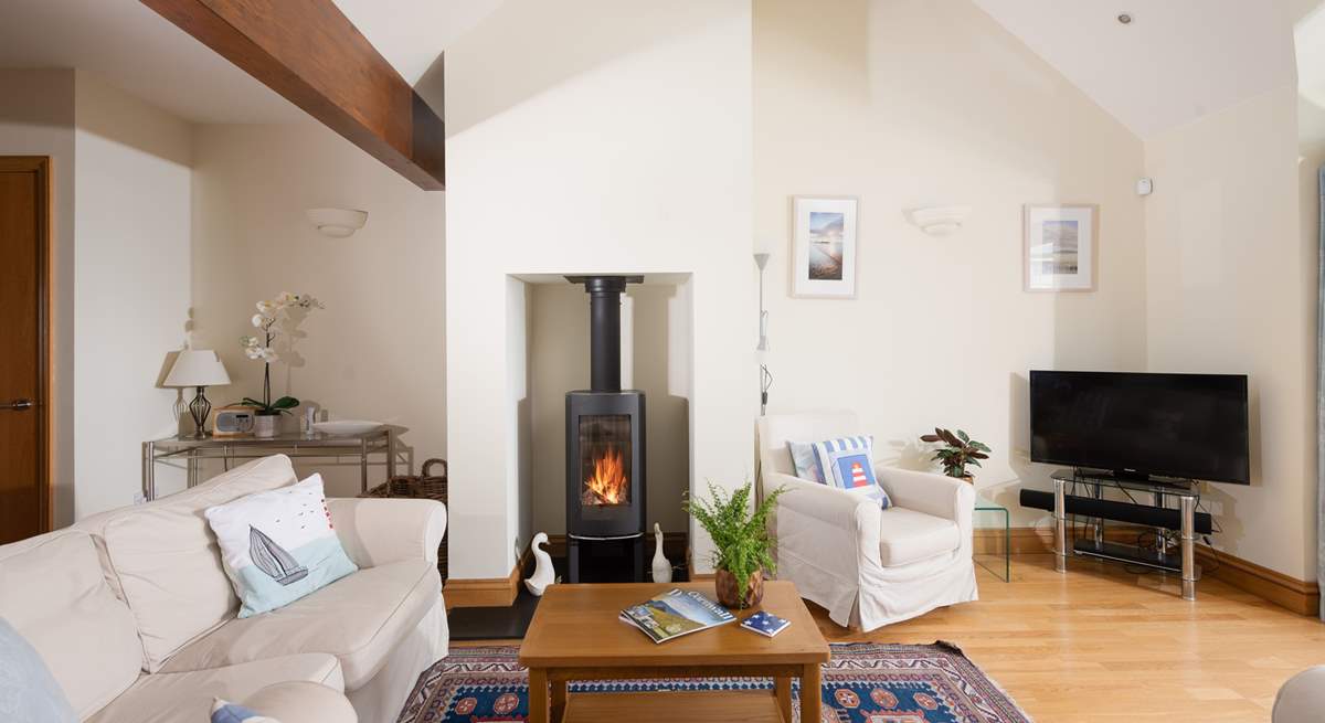 The warming wood-burner will keep you cosy whatever the season. 