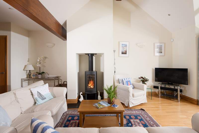 The warming wood-burner will keep you cosy whatever the season. 