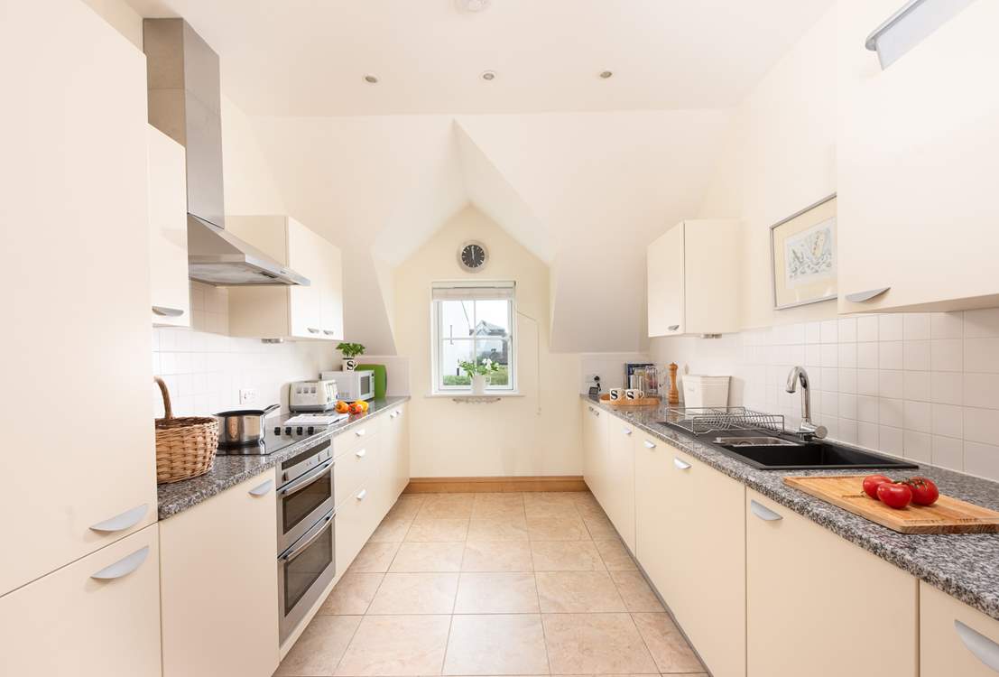 The separate kitchen has all you need to cook a holiday meal.