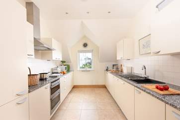 The separate kitchen has all you need to cook a holiday meal.