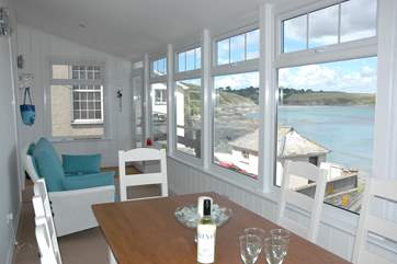 The dining room has gorgeous views.