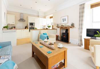 Looking towards the kitchen from the cosy sitting-area.