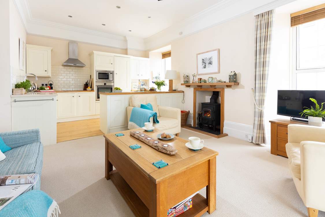 Looking towards the kitchen from the cosy sitting-area.