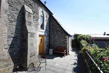 The outside terrace is a lovely spot to sit.