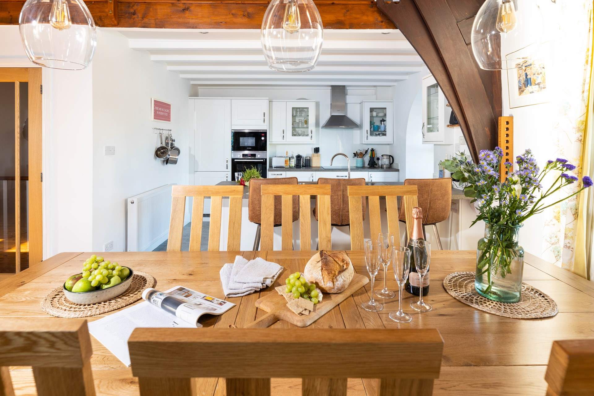 Gather everyone around the dining table to chat about the adventures of the day.