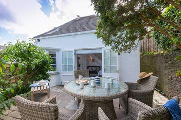 The sheltered and private patio.