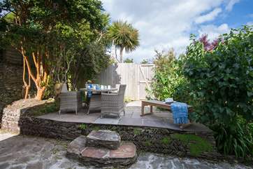 The secluded and sheltered patio.