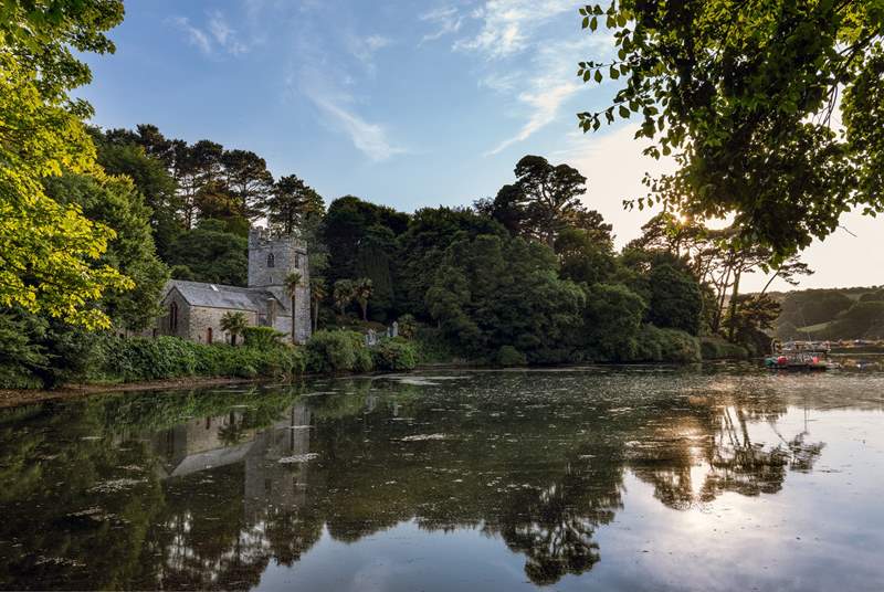 St Just in Roseland is home to a pretty church and gardens on the banks of the tranquil estuary.