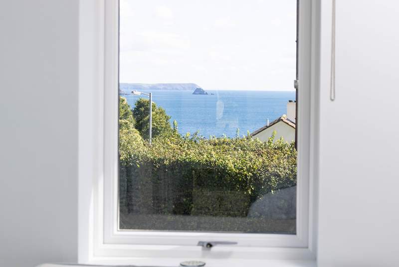 The view from bedroom 2 with Gull Rock in the distance.