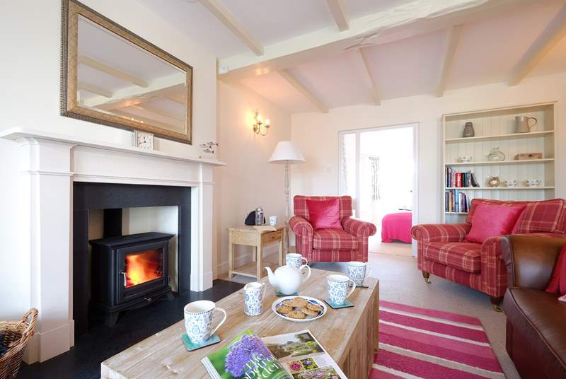 Cosy up in the sitting-room around the wood-burner.