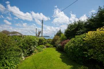 The view over to Nare head and Gull rock from the front garden.