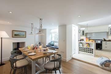 The kitchen/dining-room (there is a step to the kitchen-area).