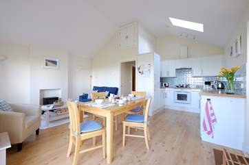 The open plan living space is perfect for two.