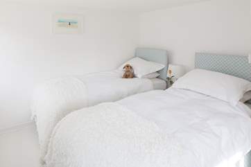The ground floor bedroom has a super comfy 6ft zip and link (double or twin) beds, split here into two 3ft single beds.
