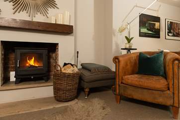 The luxurious sitting-room has some beautiful vintage features and a BOSE sound system.