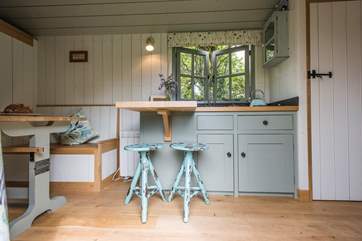 Looking at the kitchen-area from the front double doors.