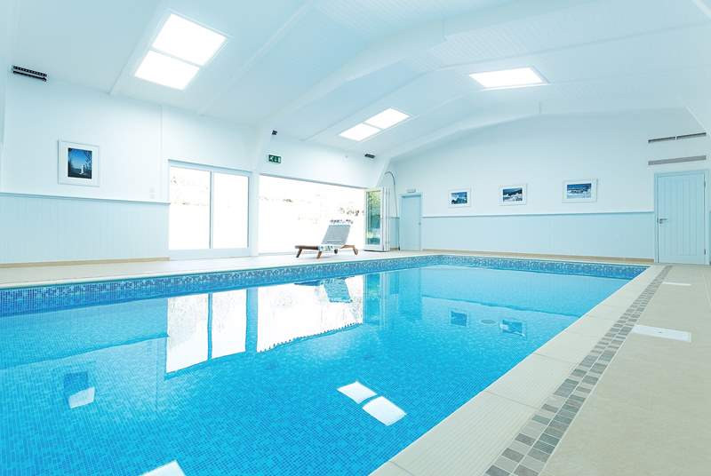 The shared indoor heated swimming pool.