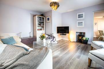 The lovely wood-burner warms the sitting/dining-room.