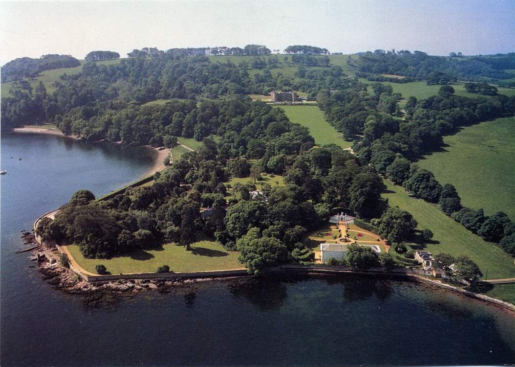 An aerial shot of Mount Edgcumbe Country Park.
