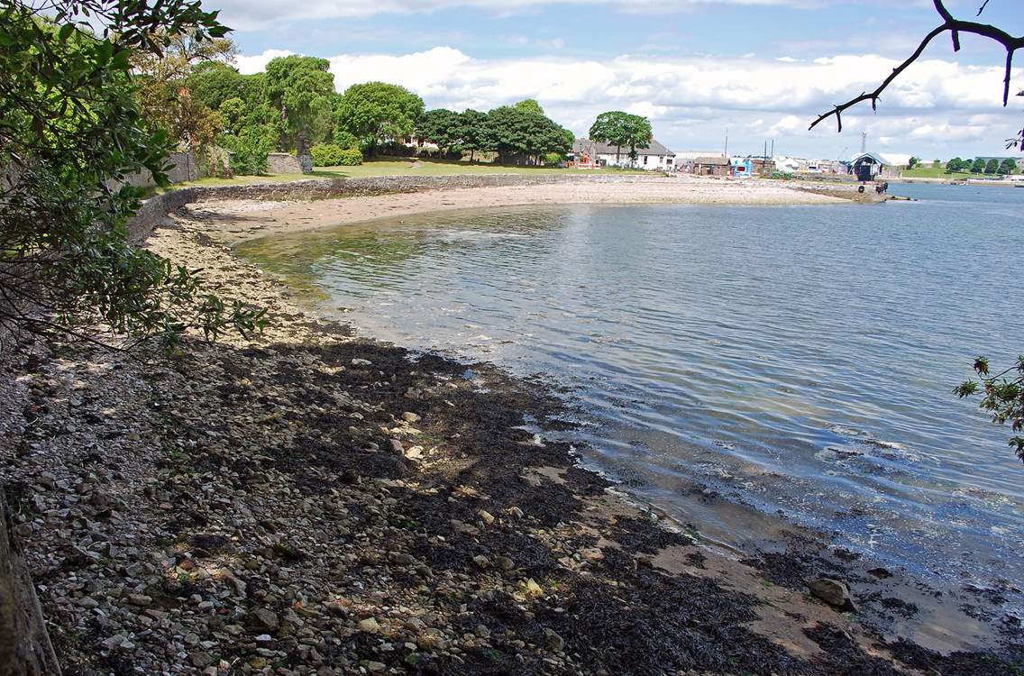 A small beach, looking towards the ferry.