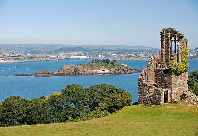 A folly looks out over Plymouth Sound.
