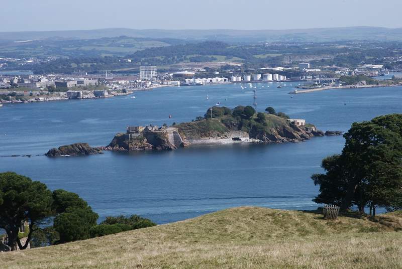 A view from Mount Edgcumbe across Plymouth Sound.