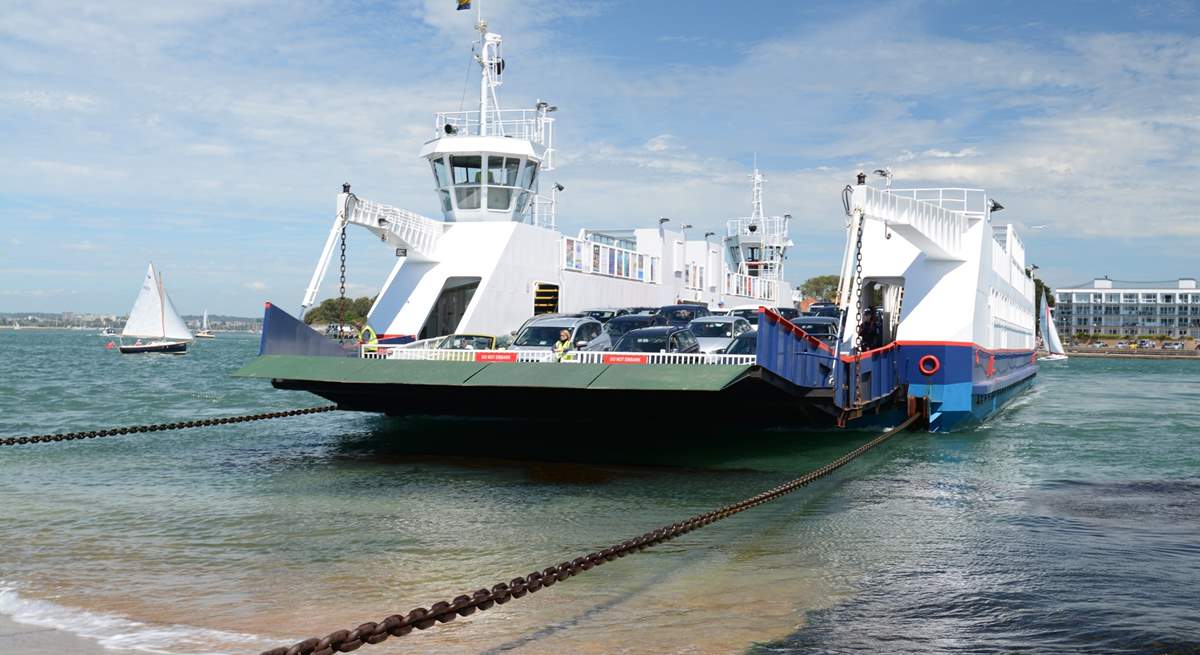 The Sandbanks ferry travels on chains across the strong tides at the entrance to Poole Harbour, linking Poole with the Isle of Purbeck.