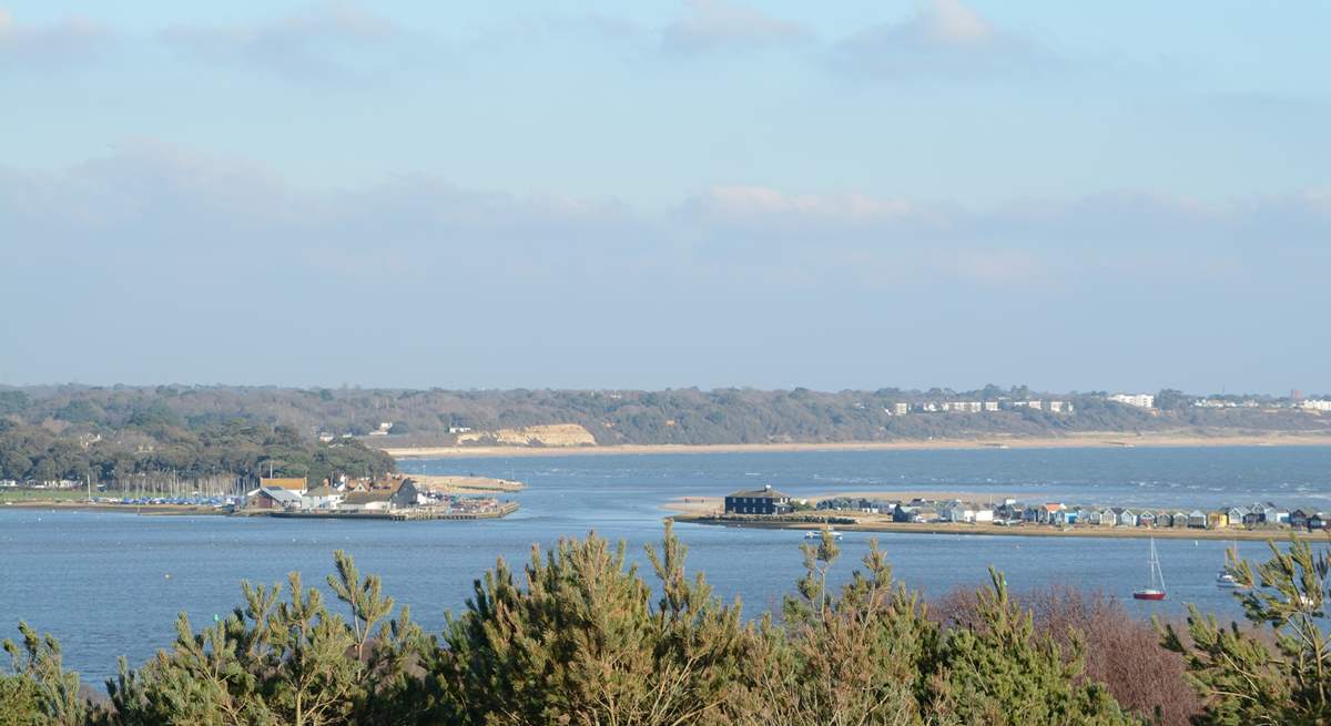 Taken from Hengistbury Head, this view shows the entrance to Christchurch harbour, Mudeford Quay to the left and Mudeford Sandbank to the right.