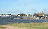 Looking across the mouth of Christchurch Harbour towards Mudeford Quay, ferry trips and adventure boat trips leave from the Quay. - Thumbnail Image