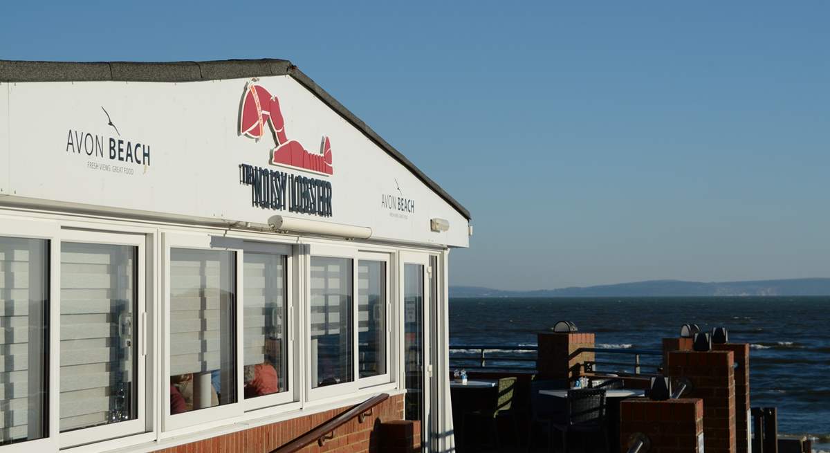 The Noisy Lobster at Avon beach, a fifteen minute stroll from Sandy Days, with the Isle Of Wight in the background.