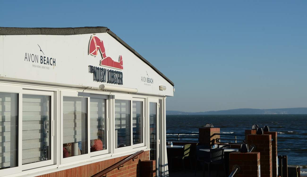 The Noisy Lobster at Avon beach, a fifteen minute stroll from Sandy Days, with the Isle Of Wight in the background.