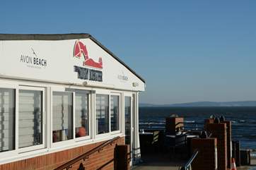 The Noisy Lobster at Avon beach, a fifteen minute stroll from Sandy Days, with the Isle Of Wight in the background.