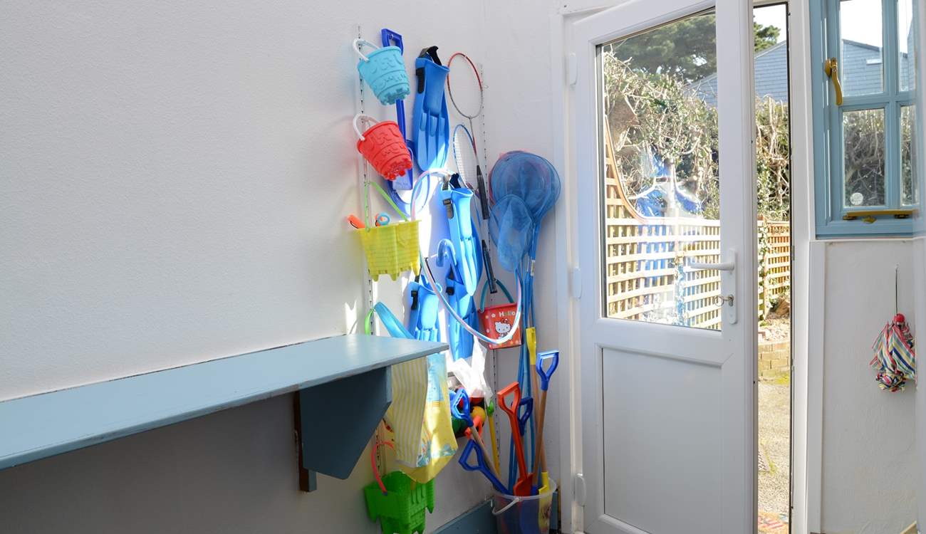 You will find a lovely array of seaside kit for the children, great for crabbing on the quay.