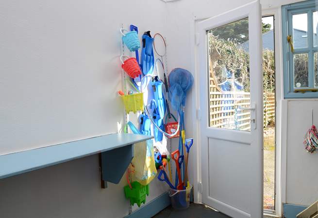 You will find a lovely array of seaside kit for the children, great for crabbing on the quay.