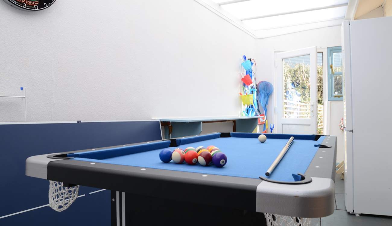 The utility/games-room is not heated but provides lots of extra storage space and room for children to play. Note that the pool table is now an air hockey table, a new picture to follow shortly.