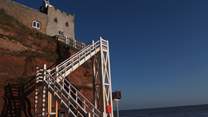 This is Jacob's Ladder at Sidmouth. There is a long sandy beach here at low tide.