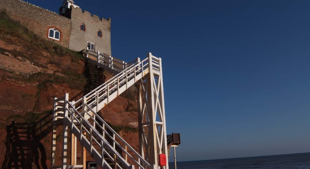 This is Jacob's Ladder at Sidmouth. There is a long sandy beach here at low tide.