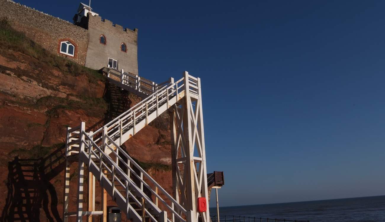 This is Jacob's Ladder at Sidmouth. There is a long sandy beach here at low tide.
