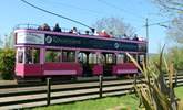 This little tram runs between the historc village of Colyton and the Jurassic coast at Seaton, following the Axe estuary through two nature reserves. - Thumbnail Image