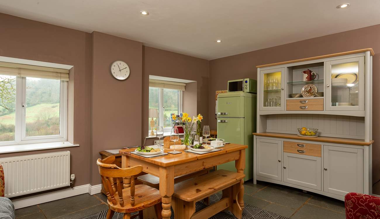 This is a wonderful social dining space for guests to enjoy after a day out exploring the Jurassic Coast.