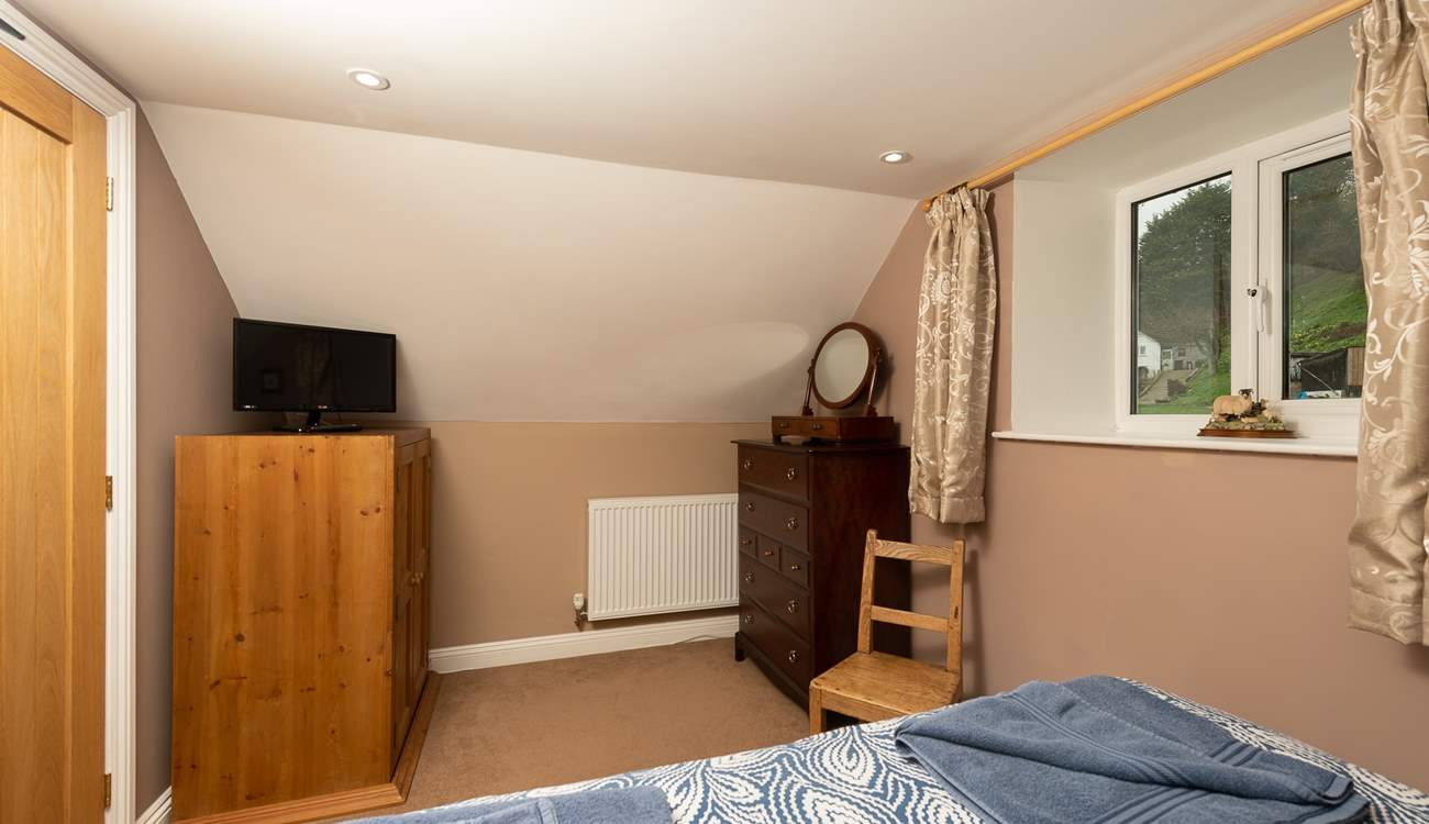 This bedroom has plenty of space for your things.