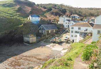 Looking down into Portloe cove from the coastal footpath (The Lugger is on the right....excellent food and spa treatments for relaxation!).