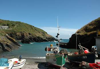 The fishing boats in Portloe harbour.