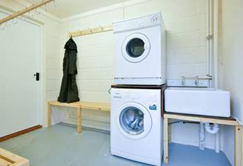 This is the drying/laundry-room - with a separate outside entrance from the patio. Ideal for wet clothes and boots after a long walk in the Quantocks or of course, a wonderful horseback adventure.