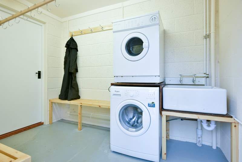 This is the drying/laundry-room - with a separate outside entrance from the patio. Ideal for wet clothes and boots after a long walk in the Quantocks or of course, a wonderful horseback adventure.