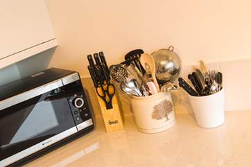 Plenty of cooking utensils.
