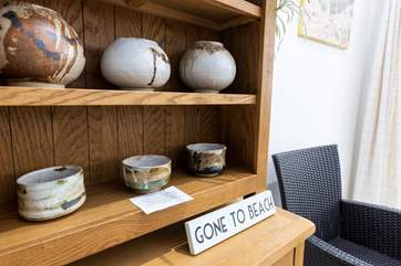 Some lovely pottery items which are made by the owner and available to purchase if you wish.