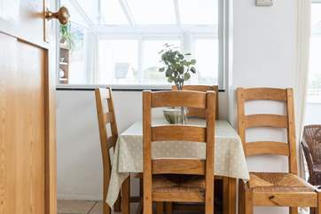 The dining area is just right for two.