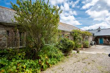 The shared gravelled courtyard.